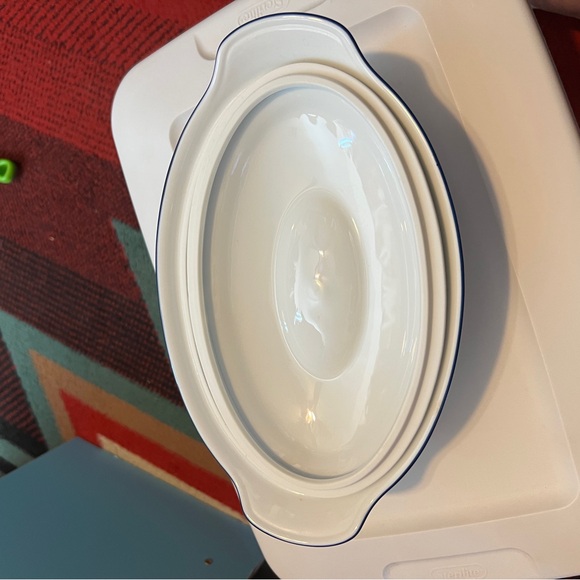 Mitterteich Bavaria Casserole Dish White Trimmed In Blue - Picture 8 of 9